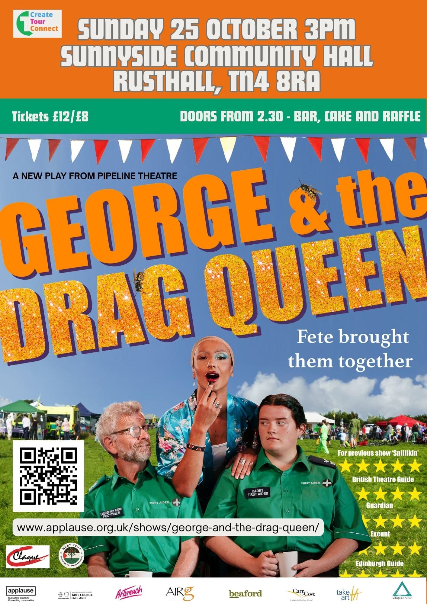 George & The Drag Queen poster: Sunday 25 October 3pm, Sunnyside Community Hall, Rusthall, tickets £12/£8