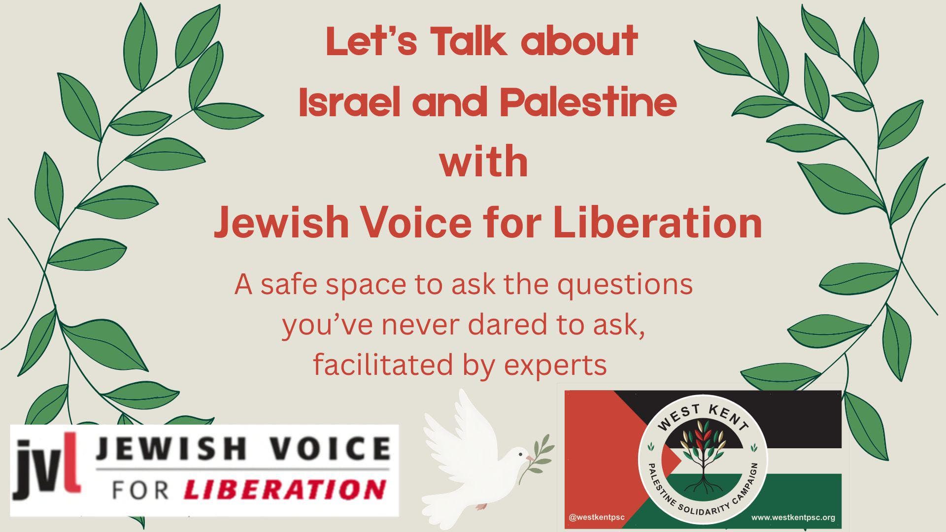 Let's Talk about Israel and Palestine with Jewish Voice for Liberation: a safe space to ask the questions you've never dared to ask, facilitated by experts